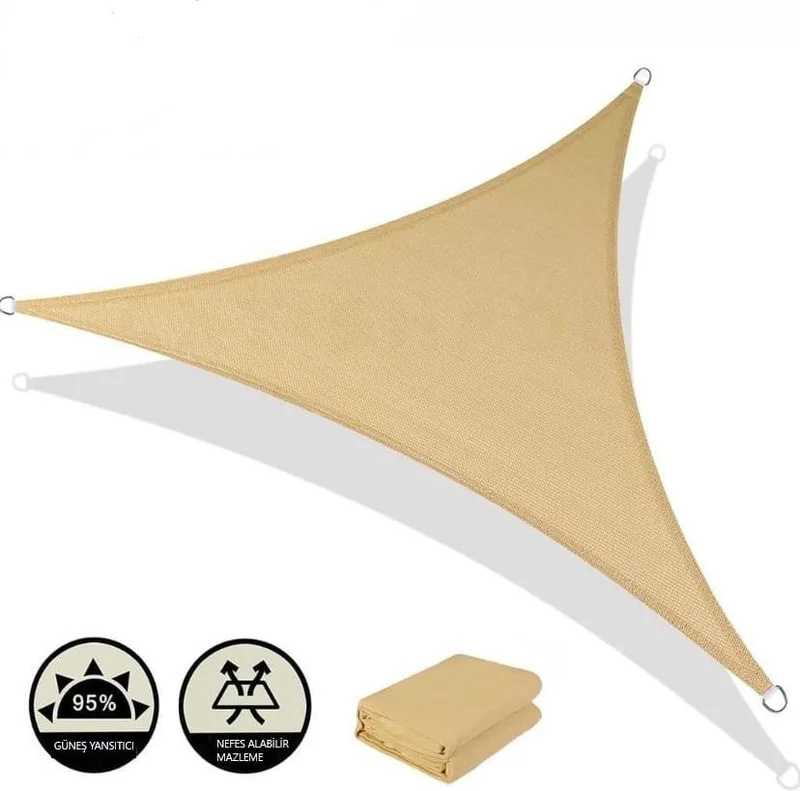 باموكالي برندا Pamukkale Canvas Triangle Beige Canopy Awning Net 3.6 x 3.6 x 3.6