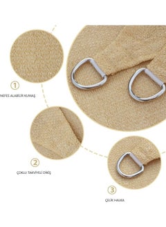 Pamukkale Branda Pamukkale Canvas Triangle Beige Canopy Awning Net 3.6 x 3.6 x 3.6  - Image 4