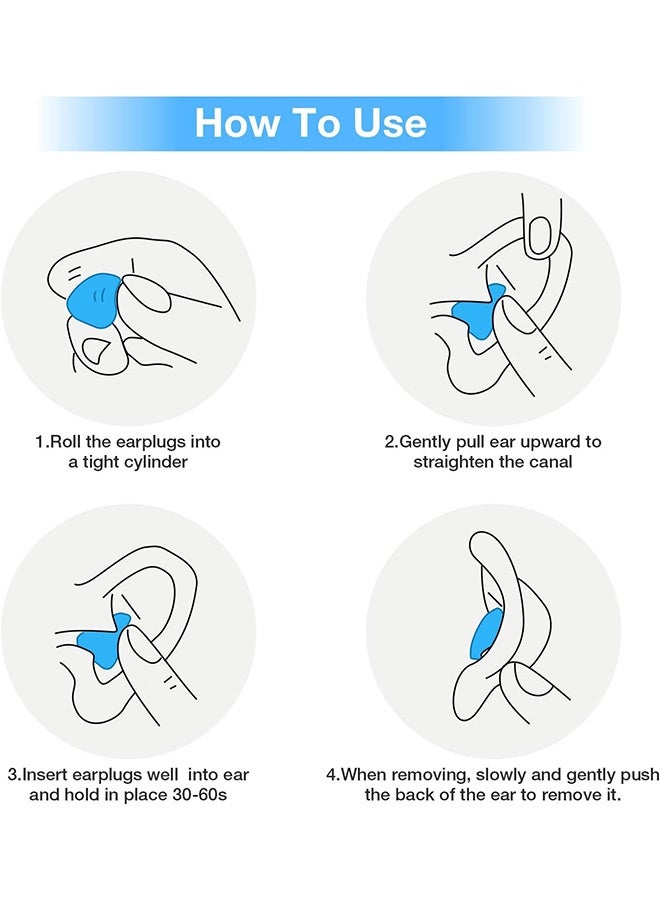 18 Pairs (36 Pcs) Ear Plugs for Sleep and Swimming, Reusable Soft Noise Cancelling Earplugs Sound Blocking Ear Plugs with Case for Swimming Snoring Study Travel (White, Blue, Orange) - Image 4