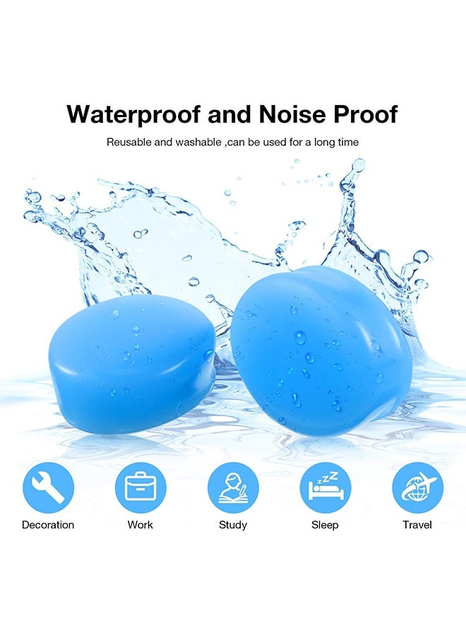 18 Pairs (36 Pcs) Ear Plugs for Sleep and Swimming, Reusable Soft Noise Cancelling Earplugs Sound Blocking Ear Plugs with Case for Swimming Snoring Study Travel (White, Blue, Orange) - Image 3