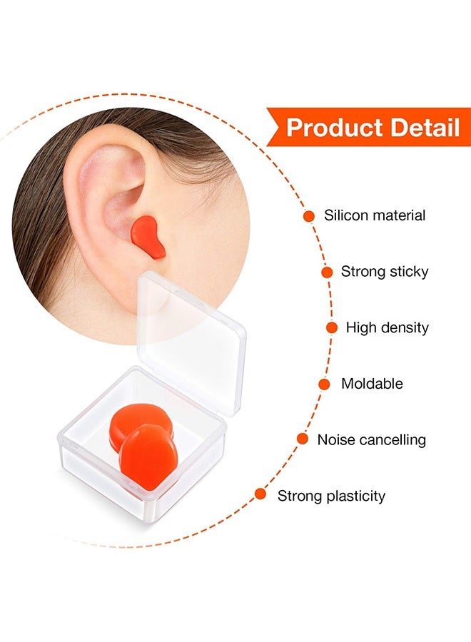 18 Pairs (36 Pcs) Ear Plugs for Sleep and Swimming, Reusable Soft Noise Cancelling Earplugs Sound Blocking Ear Plugs with Case for Swimming Snoring Study Travel (White, Blue, Orange) - Image 2