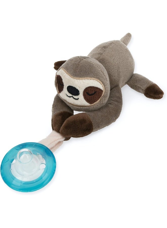 Nuby نوبى باحث اللهاية الناعم المصنوع من القماش مع اللهاية السيليكون القابلة للفصل: 0-6 أشهر، كسلان، شكل الكرز الطبيعي - Image 2