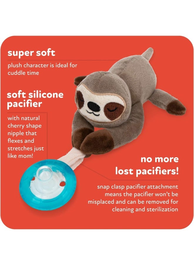 Nuby نوبى باحث اللهاية الناعم المصنوع من القماش مع اللهاية السيليكون القابلة للفصل: 0-6 أشهر، كسلان، شكل الكرز الطبيعي - Image 4