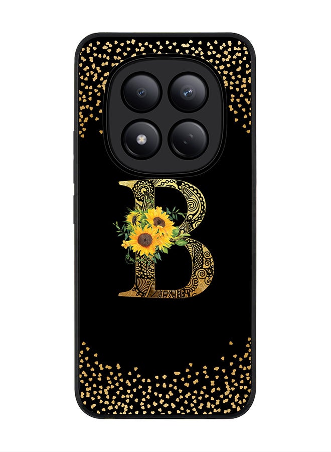 For Xiaomi Redmi Note 15 Pro 4G Case,Slim fit Camera Protection, Shockproof Thin Phone cover  - Custom Floral Monogram - B ( Black )