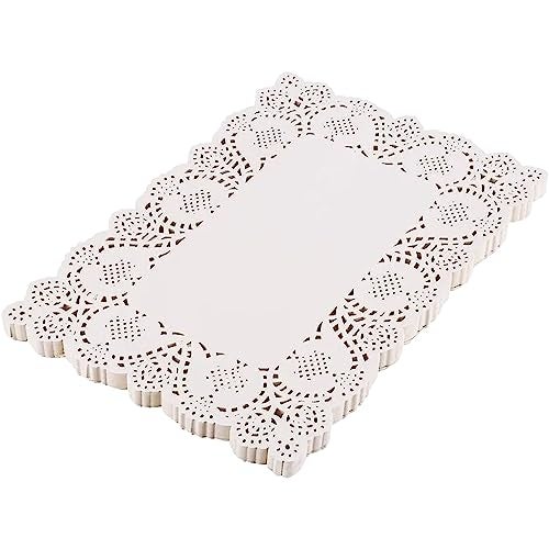 Bridge2shopping Doilies Paper Decorative Lace Paper Placemats for Cake Packaging, Set of 100 Pieces, 10 x 14 Inch, Rectangle - Image 1