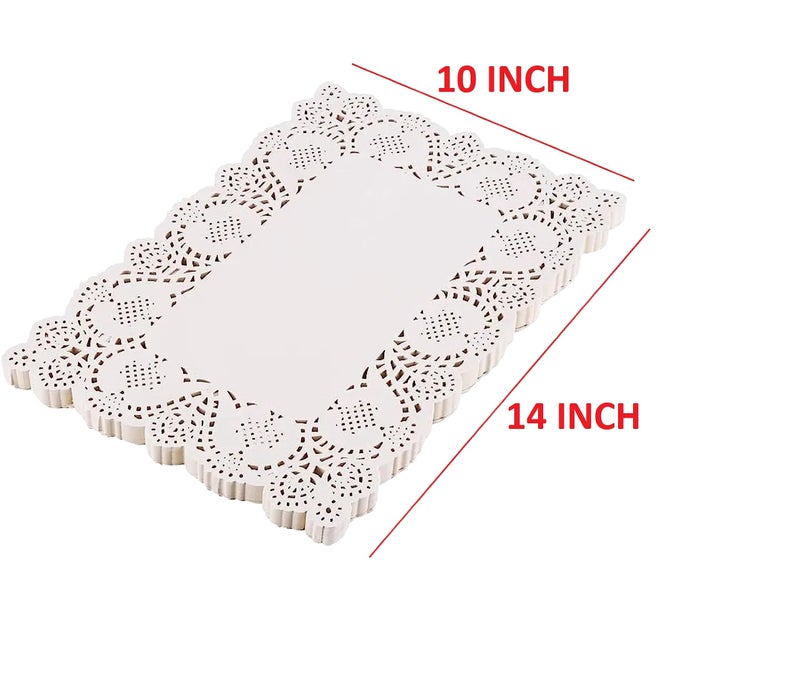 Bridge2shopping Doilies Paper Decorative Lace Paper Placemats for Cake Packaging, Set of 100 Pieces, 10 x 14 Inch, Rectangle - Image 3