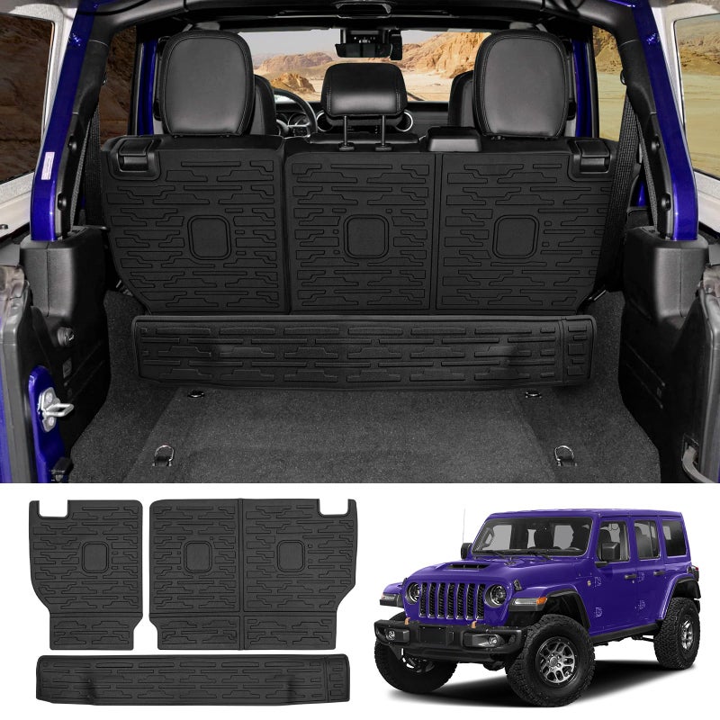 Utiiy Seat Back Cover Compatible with 20212025 Jeep Wrangler JL 4 Door 4XE AllWeather Protection Cargo Liner Rear Trunk Liner for 2024 Jeep Wrangler JL Accessories
