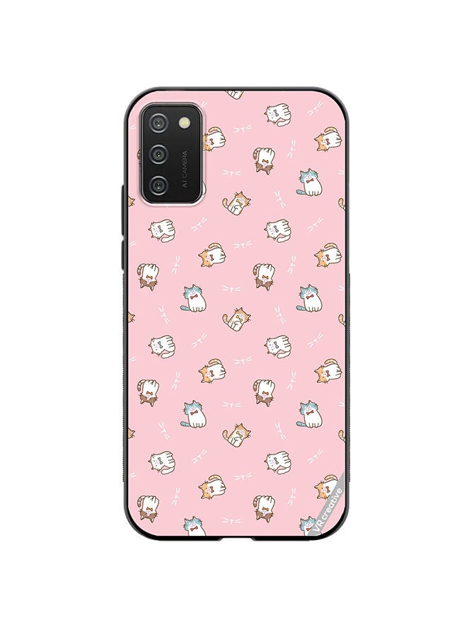 VR CREATIVE Protective Case Cover For Samsung Galaxy A02s Cartoon Cat Design On Pink Design Multicolour - Image 1