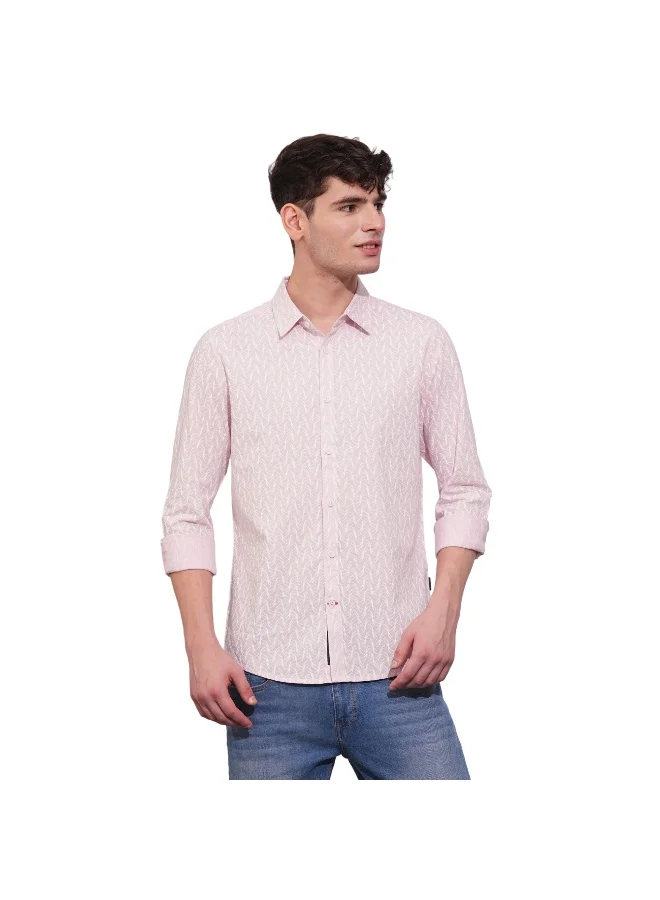 بيينغ هيومان Mens Pink Grey Collared Long Sleeve Shirt