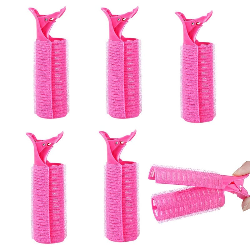 GBSTORE 5 Pcs 2 in 1 Hair Rollers with Clip, Large Size Self-Grip Curlers for Fluffy Hairstyles - Natural Hair Styling Tool - Image 1
