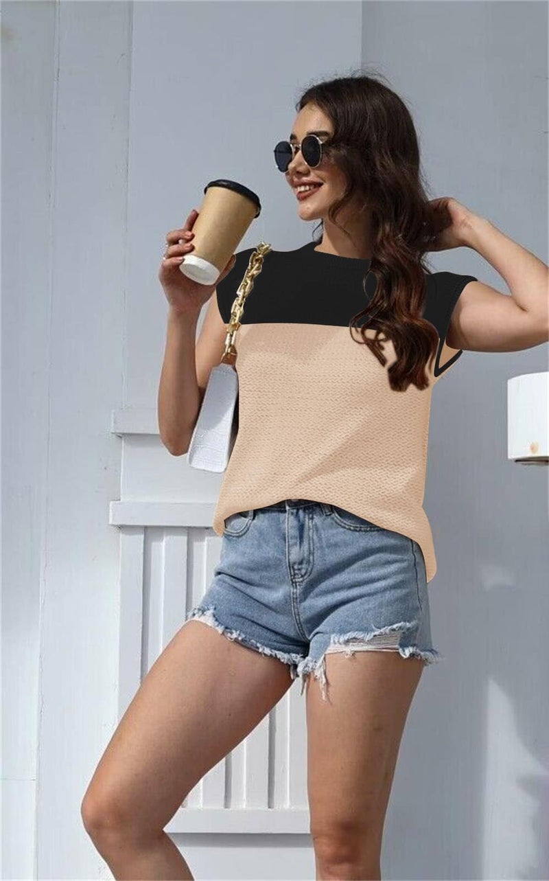 Disamer Cap Sleeve Knit Sweater Tops Sleeveless Vest 2026 Spring Clothes Oversized Summer Tank Trendy Short Sleeve T Shirts,Color Black,Small - Image 2