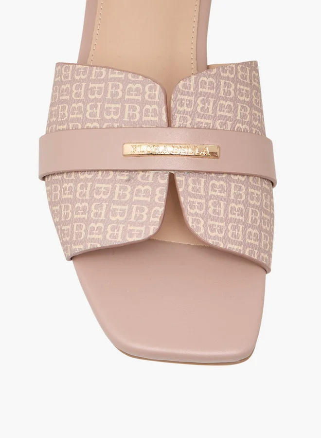 Flora Bella By Shoexpress Women Monogram Print Slip-On Flat Sandals