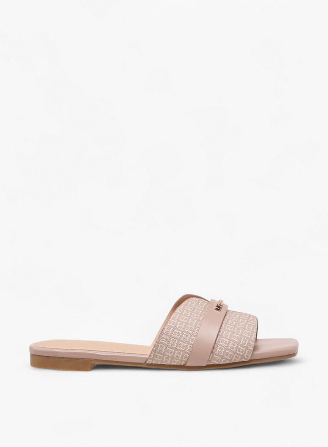 Flora Bella By Shoexpress Women Monogram Print Slip-On Flat Sandals  - Image 3
