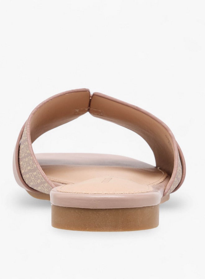 Flora Bella By Shoexpress Women Monogram Print Slip-On Flat Sandals - Image 5