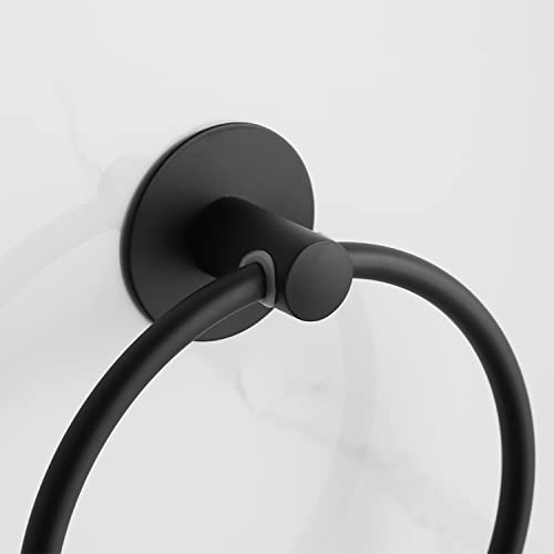 Besteffie Adhesive Towel Ring Self Adhesive Hand Towel Ring Stainless Steel Rustproof Bathroom Towel Holder Wall Mount SUS 304 Stainless Steel Matte Black,Bathroom Hand Towel Holder - Image 3