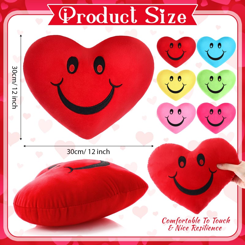Novabright 6 Pcs Valentines Day Heart Pillows 12", Love Heart Shaped Pillow Plush Throw Pillow, Cute Pink Pillows for Gifts Valentines Day Living Room Bedroom Decor(Conversation) - Image 2