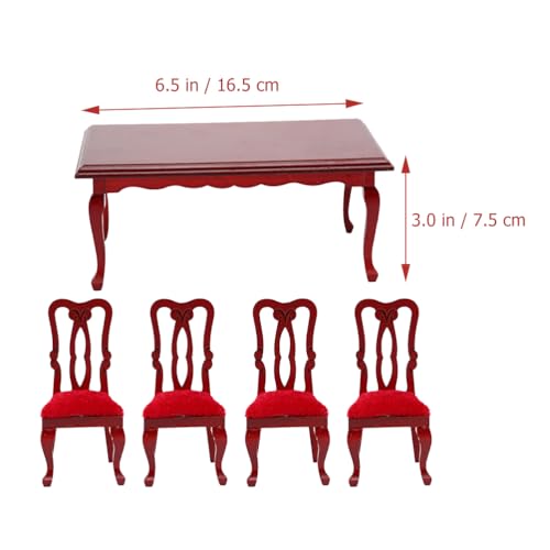 NUOBESTY 5piece Miniature Tables and Chairs Set 112 Scale Dollhouse Dining Room Furniture for Decoration - Image 5
