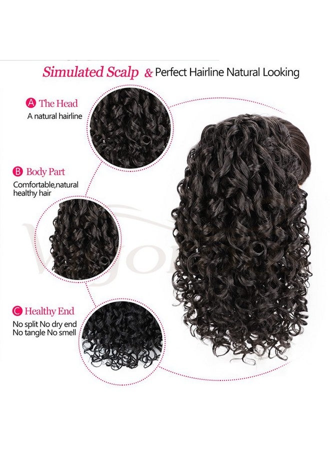 seelaak Black Curly Short Ponytail Extension Drawstring Ponytails For Black Women Remy Human Hair Extensions Curly Ponytail With 2 Clips(1B 16 Inch) - Image 3