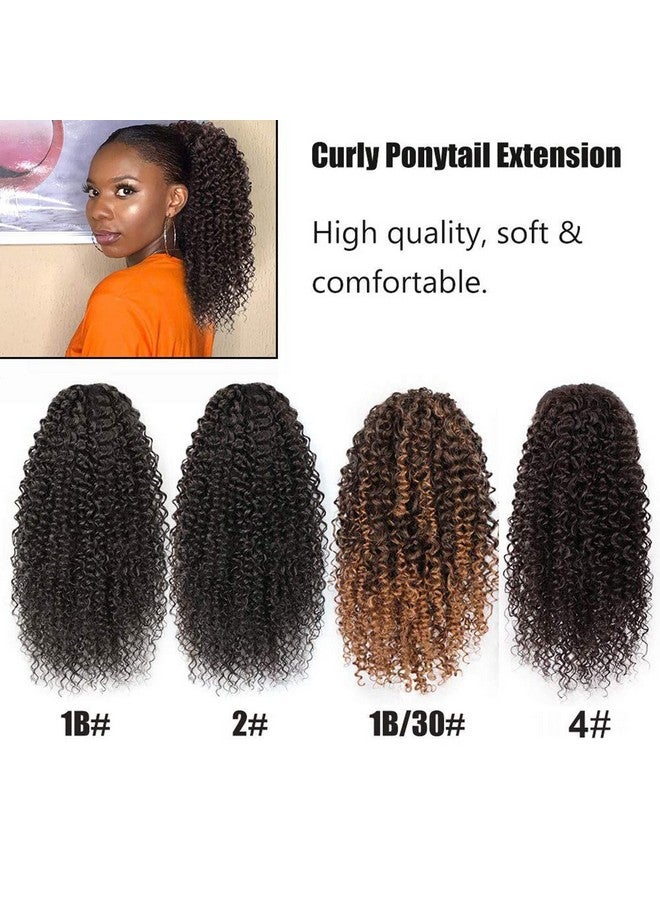 seelaak Black Curly Short Ponytail Extension Drawstring Ponytails For Black Women Remy Human Hair Extensions Curly Ponytail With 2 Clips(1B 16 Inch) - Image 5