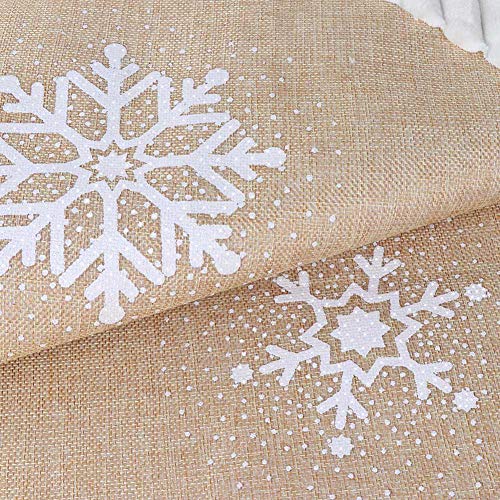 OurWarm Christmas Tree Skirt 48inch, White Snowflake Fur Burlap Tree Skirt for Xmas Decor Festive Holiday Decorations Indoor Outdoor - Image 4