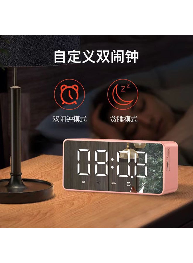 aigo Bluetooth Speaker Smart Clock Alarm Clock Mirror Full Screen Three-level Night Light Subwoofer Card Slot Speaker - Image 4