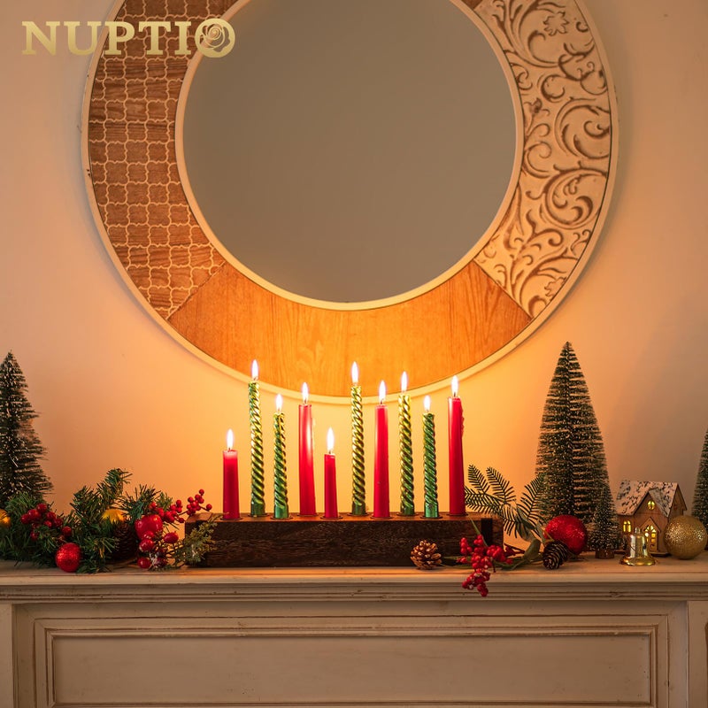 NUPTIO Wood Candelabra for Table Centerpiece: 16.5 inch Long Taper Candle Holder - Farmhouse Candlestick Holder for Christmas Home Dining Living Room Fireplace Decor - Image 3