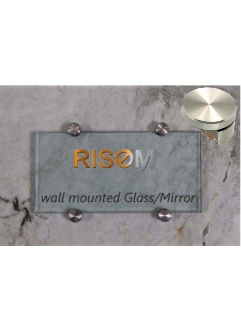 RISEOM RiseOm Half Round Mirror Holder Bracket Silver Pack of 4 12mm  - Image 3