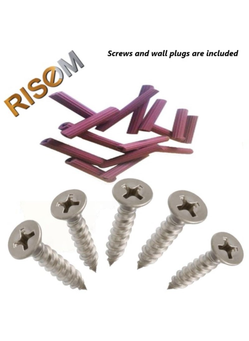 RISEOM RiseOm Half Round Mirror Holder Bracket Silver Pack of 4 12mm  - Image 5