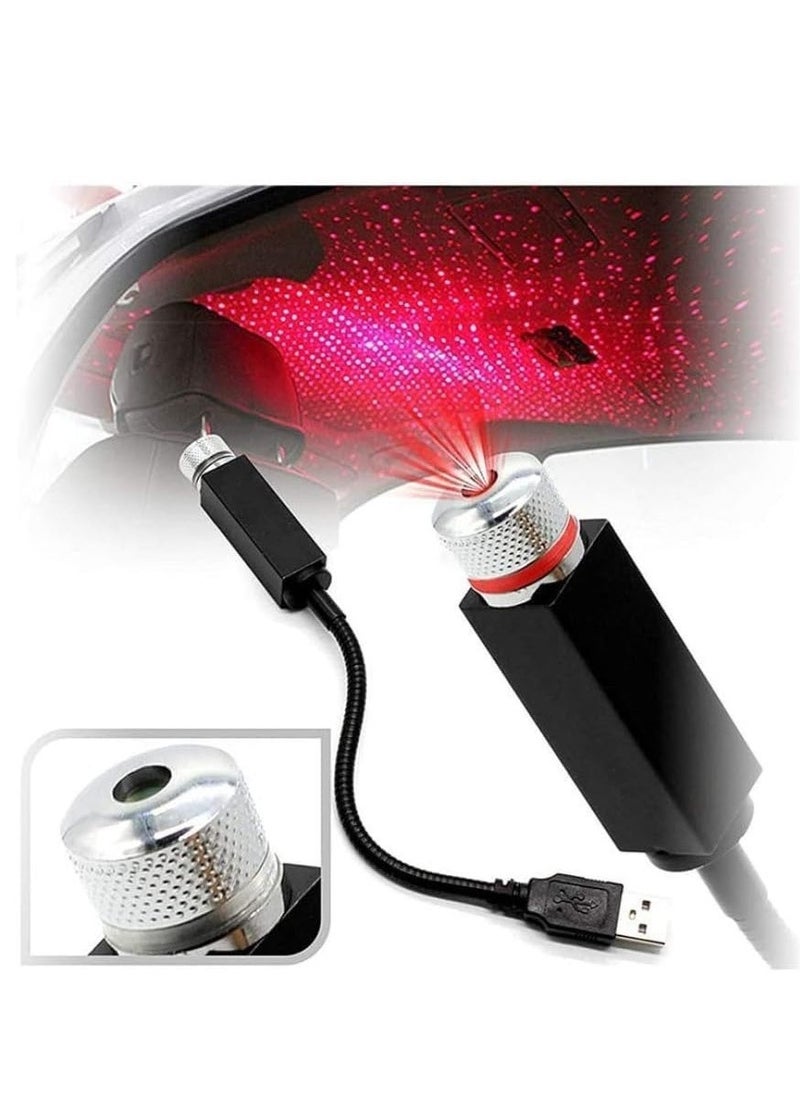 Usb Roof Star Projector Lights With 3 Modes, Usb Portable Adjustable Flexible Interior Car Night Lamp Decor With Romantic Galaxy Atmosphere Fit Car, Ceiling, Bedroom, Party (Plug&Play, Red) - Image 1