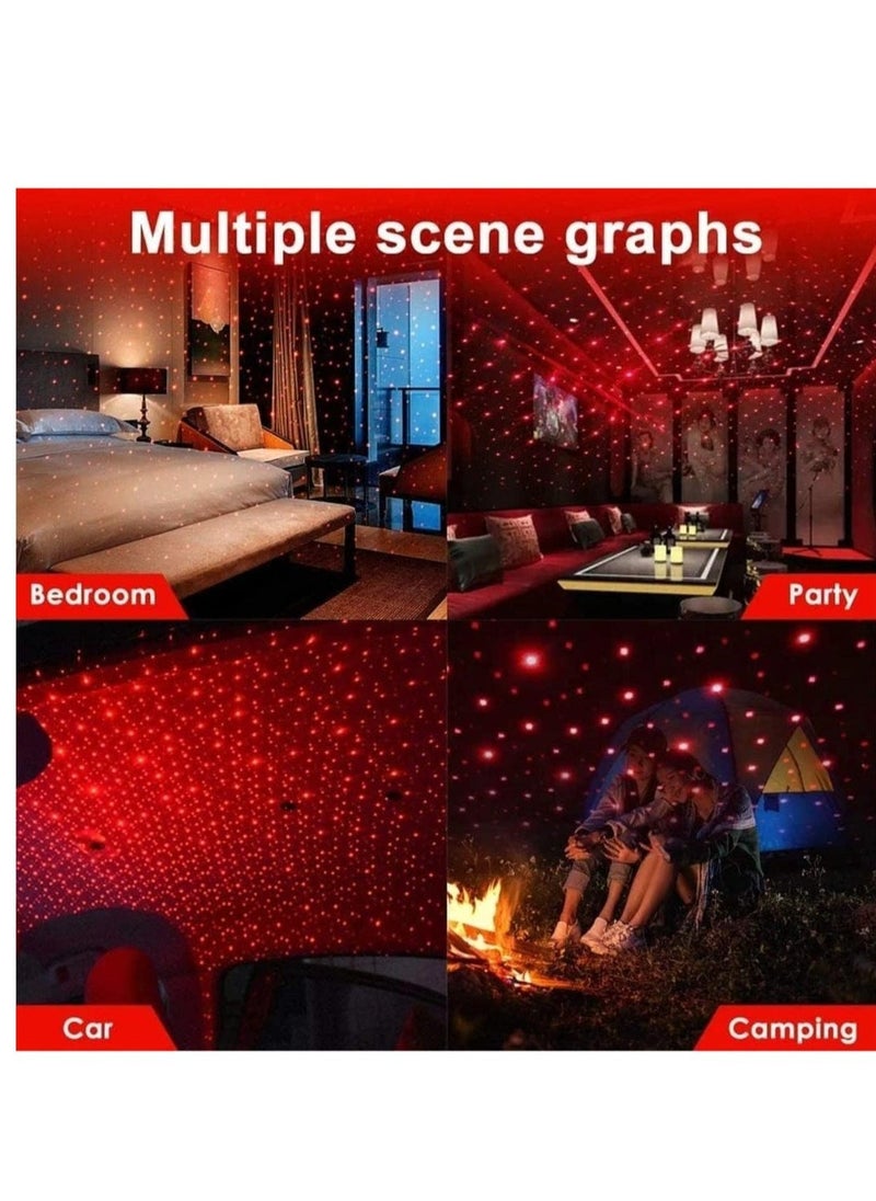 Usb Roof Star Projector Lights With 3 Modes, Usb Portable Adjustable Flexible Interior Car Night Lamp Decor With Romantic Galaxy Atmosphere Fit Car, Ceiling, Bedroom, Party (Plug&Play, Red) - Image 2