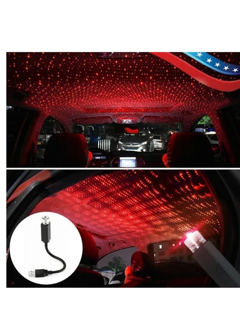 Usb Roof Star Projector Lights With 3 Modes, Usb Portable Adjustable Flexible Interior Car Night Lamp Decor With Romantic Galaxy Atmosphere Fit Car, Ceiling, Bedroom, Party (Plug&Play, Red) - Image 3