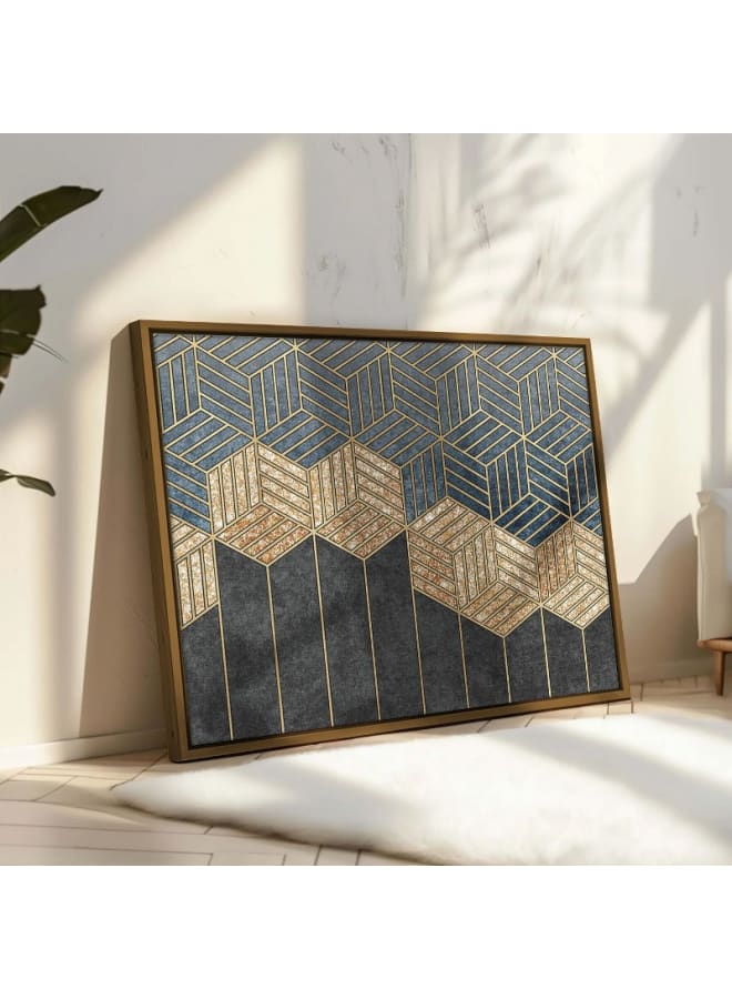 Home Gallery Modern minimalist style geometric golden art framed wall art 120x80 - Image 1