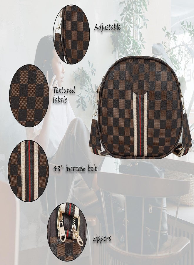 Nyfee checkered Women Printed Sling Bag, Cross Bag with Classy Belt Handmade Bags for Females Lightweight and Durable (Dark Brown). - Image 5