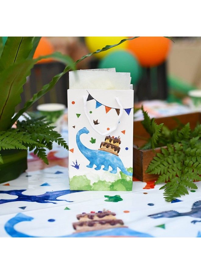Wernnsai Watercolor Dinosaur Party Bags 16 Pack Dinosaur Party Favor Bags For Boys Kids Dino Theme Party Supplies Candy Treat Goodies Gift Bags With Handle - Image 5