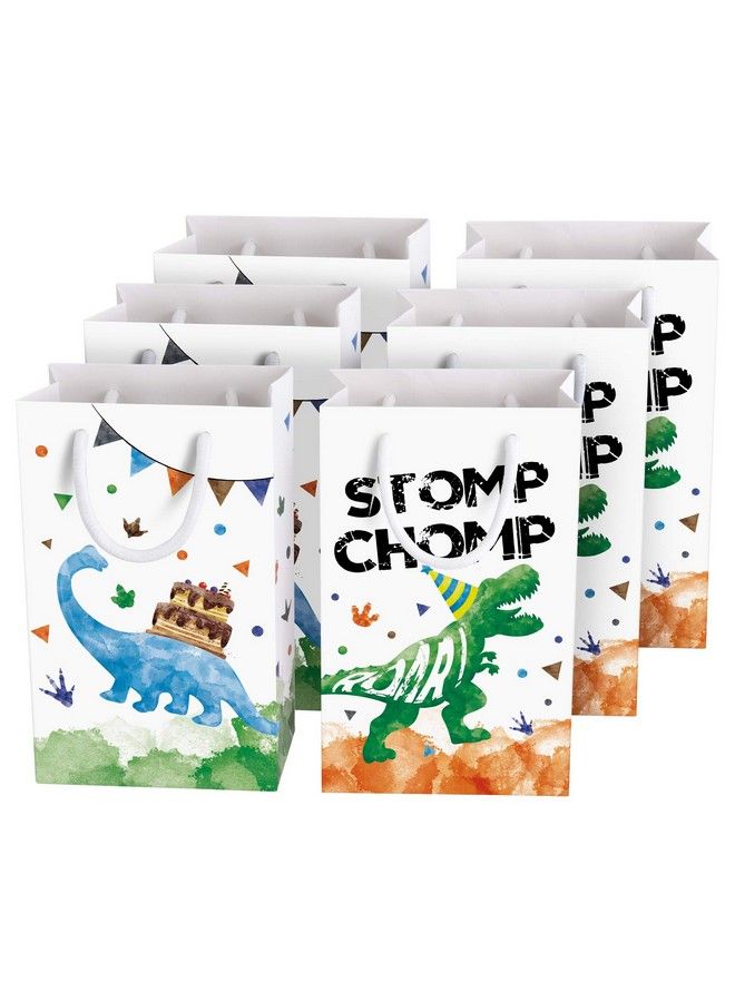 Wernnsai Watercolor Dinosaur Party Bags 16 Pack Dinosaur Party Favor Bags For Boys Kids Dino Theme Party Supplies Candy Treat Goodies Gift Bags With Handle - Image 2