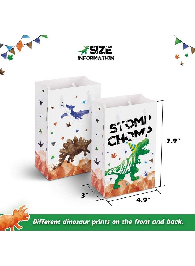 Wernnsai Watercolor Dinosaur Party Bags 16 Pack Dinosaur Party Favor Bags For Boys Kids Dino Theme Party Supplies Candy Treat Goodies Gift Bags With Handle - Image 3