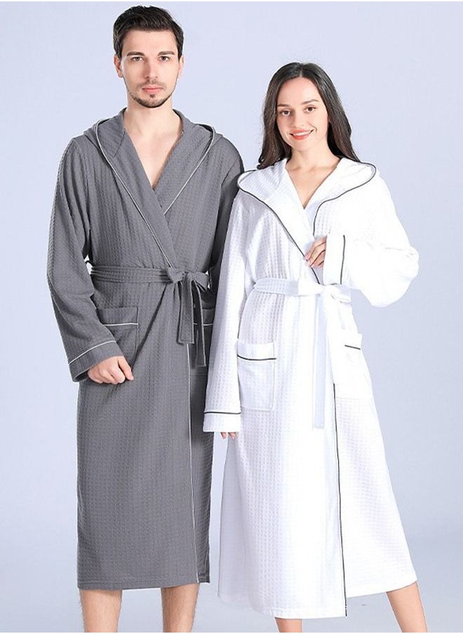Arabest - Cotton Hooded Bathrobe, Hooded Bathrobe with Piping - Lightweight, Long Fit, Super Soft Spa Pajamas, Luxurious Bathrobe Waffle Fabric for Bathroom, Bedroom, Indoor and Outdoor - Image 1