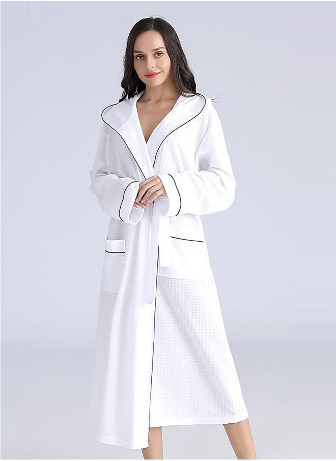 Arabest - Cotton Hooded Bathrobe, Hooded Bathrobe with Piping - Lightweight, Long Fit, Super Soft Spa Pajamas, Luxurious Bathrobe Waffle Fabric for Bathroom, Bedroom, Indoor and Outdoor - Image 1