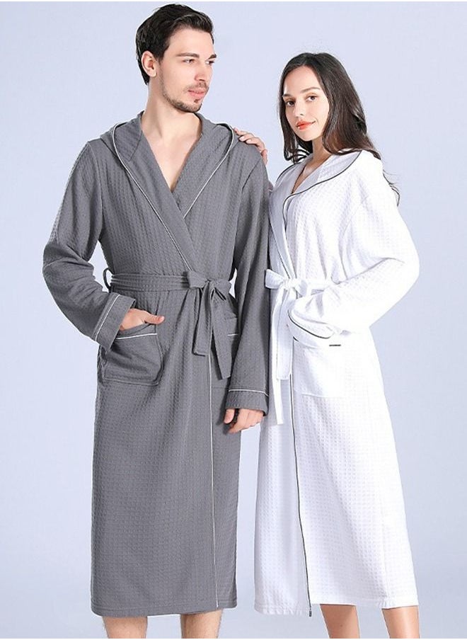 Arabest - Cotton Hooded Bathrobe, Hooded Bathrobe with Piping - Lightweight, Long Fit, Super Soft Spa Pajamas, Luxurious Bathrobe Waffle Fabric for Bathroom, Bedroom, Indoor and Outdoor - Image 1