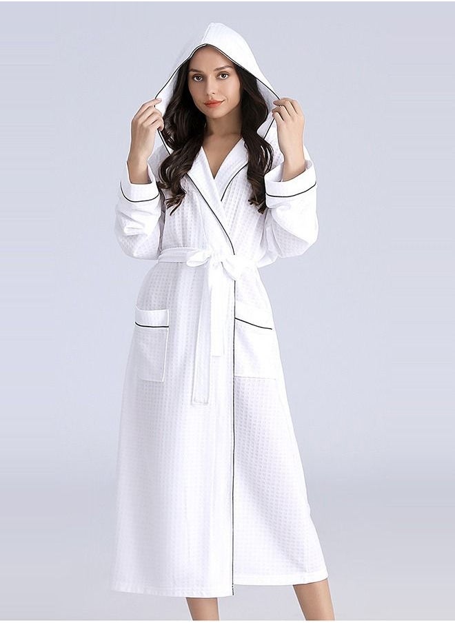 Arabest - Cotton Hooded Bathrobe, Hooded Bathrobe with Piping - Lightweight, Long Fit, Super Soft Spa Pajamas, Luxurious Bathrobe Waffle Fabric for Bathroom, Bedroom, Indoor and Outdoor - Image 1