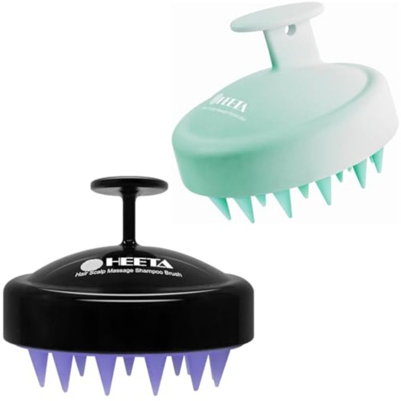 Scalp Massager Hair Growth, Scalp Scrubber Shampoo Brush, Black and Gradient Green - Image 1