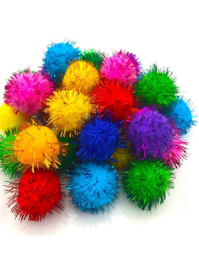 VAPKER 30 Piece Assorted Color Sparkle Balls Cat'S Favorite Toy Tinsel Pom Poms Glitter - Image 2