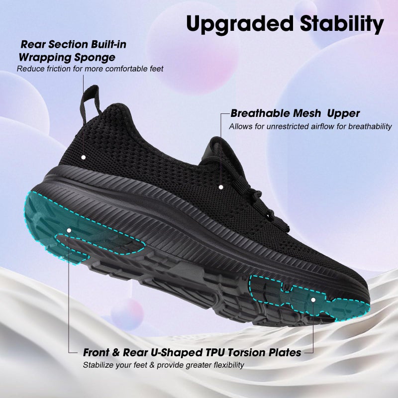 ZOVE Wide Toe Box Shoes Women Extra Wide Width Sneakers Ultra Light Road Running Shoes Non-Slip Tennis Sneakers Breathable Walking Athletic 8803 Full Black 39 - Image 5