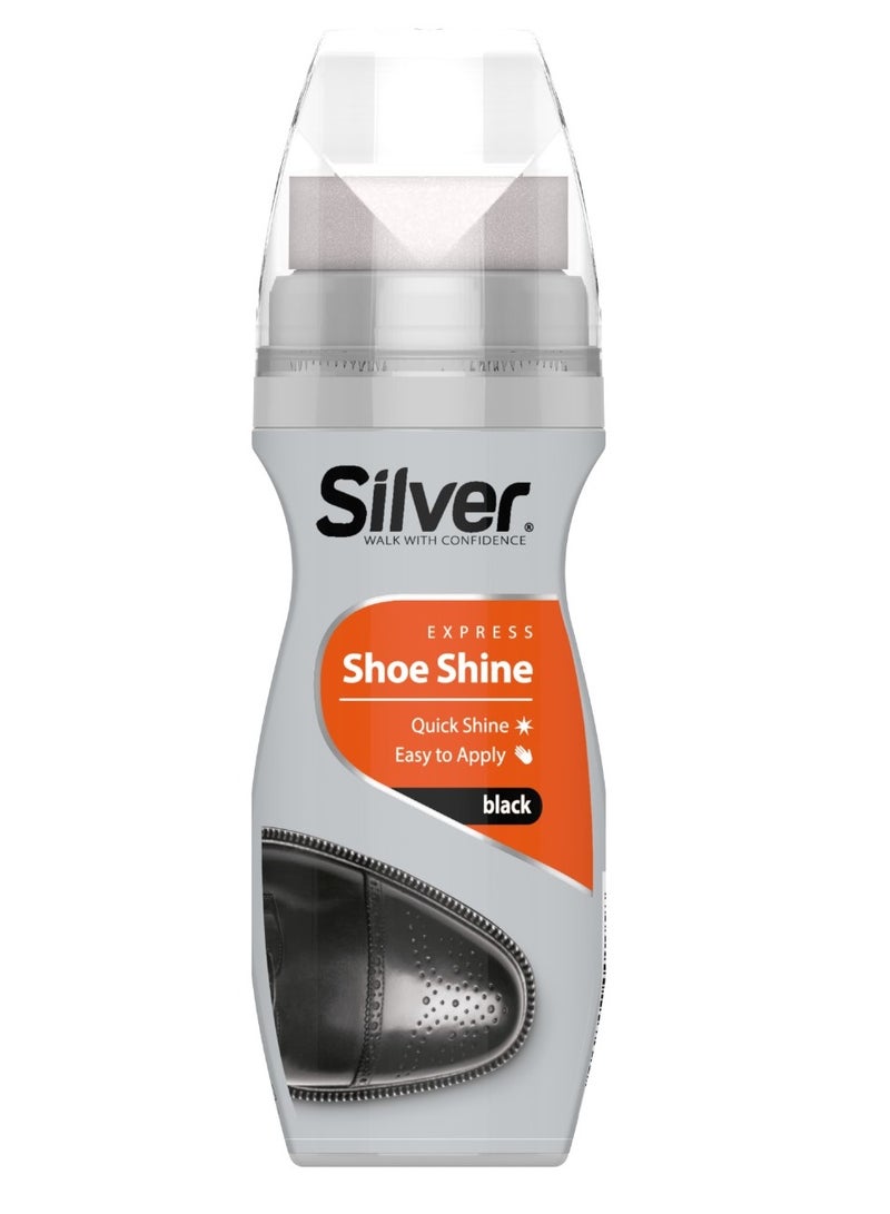 Silver Liquid Instant Shoe Shine Black With Sponge75ml - Image 1