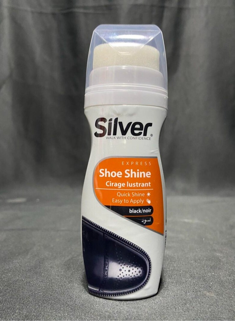 Silver Liquid Instant Shoe Shine Black With Sponge75ml - Image 3