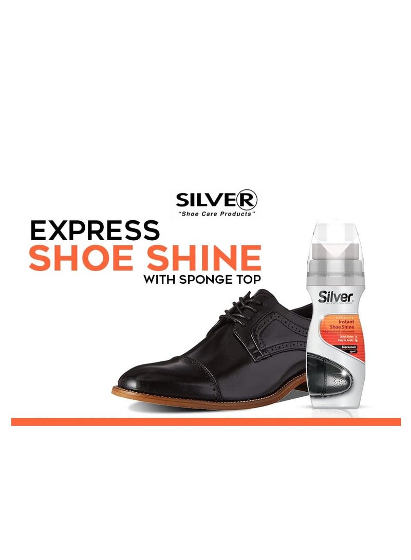 Silver Liquid Instant Shoe Shine Black With Sponge75ml - Image 2