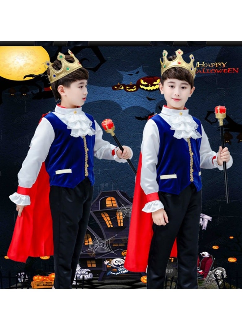 Prince Charming Cosplay Costume for Toddler Kid Medieval Royal Prince Jacket Pants Crown Dress Up Party Outfit For Boys 