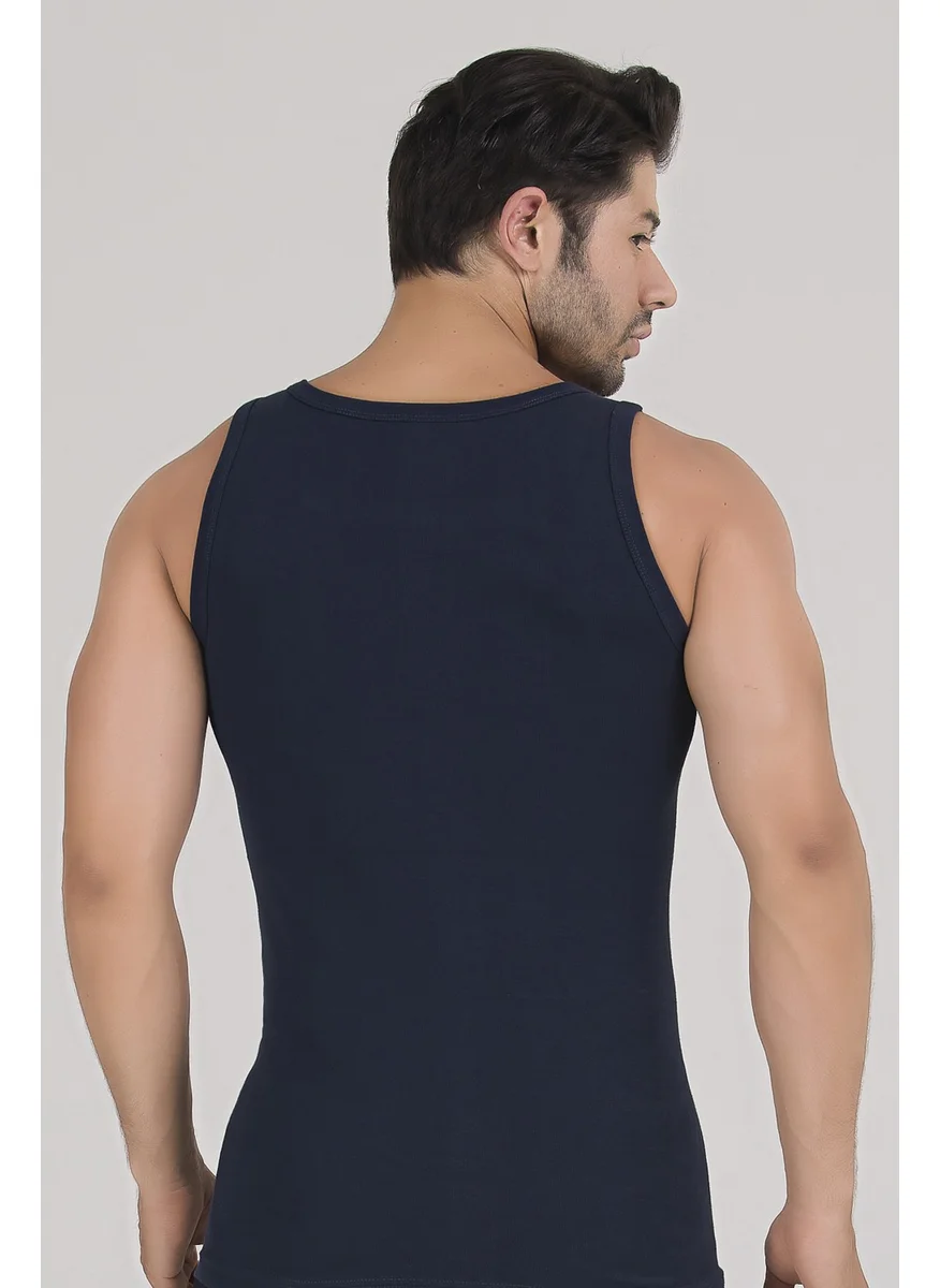 سينسو Men's Undershirt Cotton 2 Pack Navy Blue EAT7006