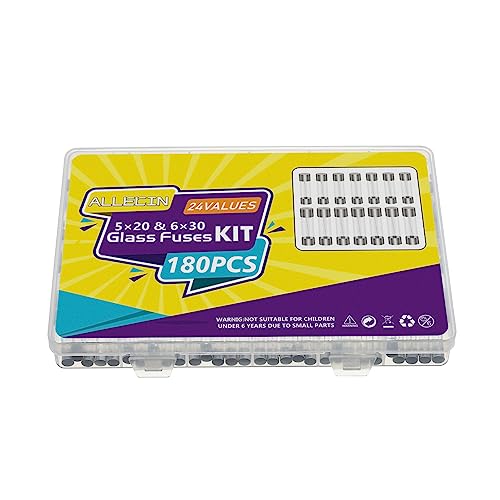 ALLECIN 24 Values 250V Fast Blow Glass Fuses Assortment Kit 0.5A 1A 2A 3A 4A 5A 6A 7A 8A 10A 15A 20A 5X20MM 6X30MM 0.5 1 2 3 4 5 6 7 8 10 15 20 Amp 250 Volt Quick Tube Fuse Set - Image 5