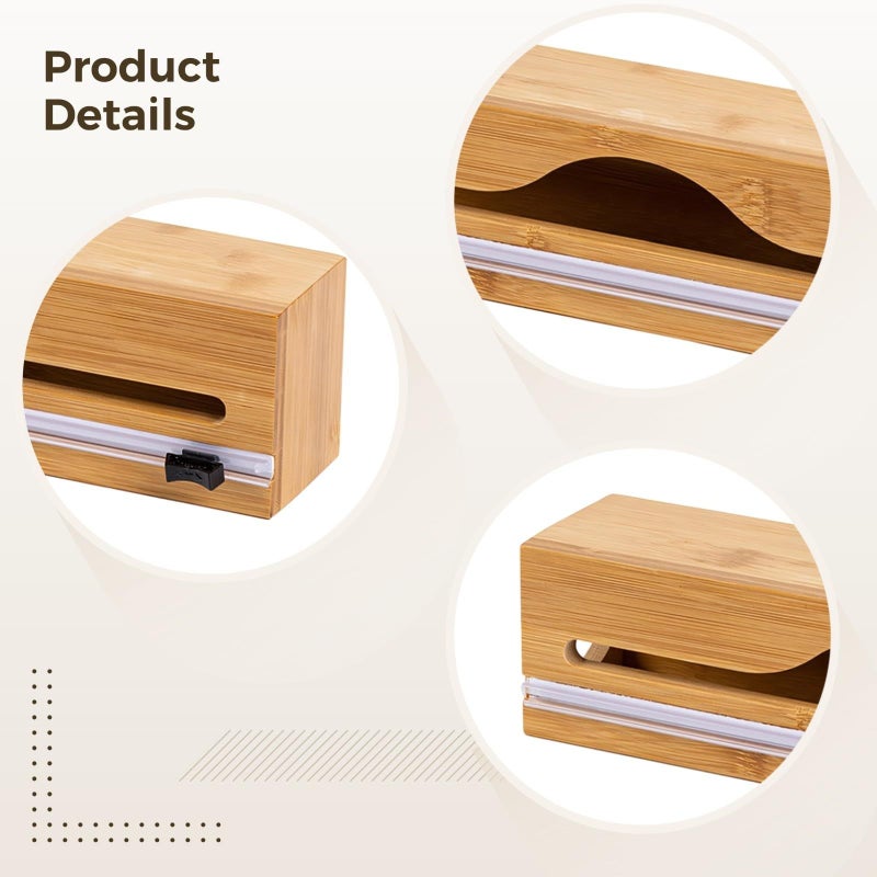 Bamboo Foil And Plastic Wrap Dispenser With Cutter Wall Mountable 2 Pack - Image 3